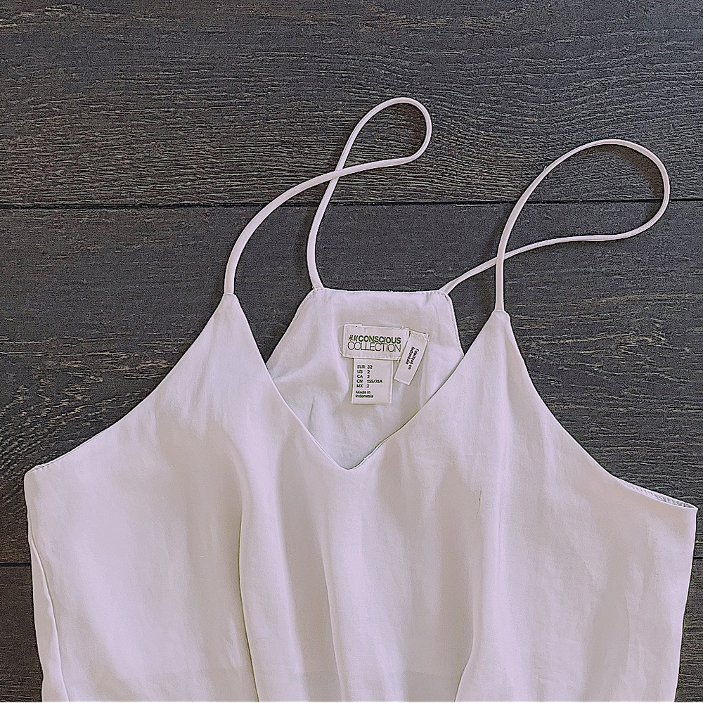 H&M Conscious Collection Silk Satin Off White Cream Tank Top